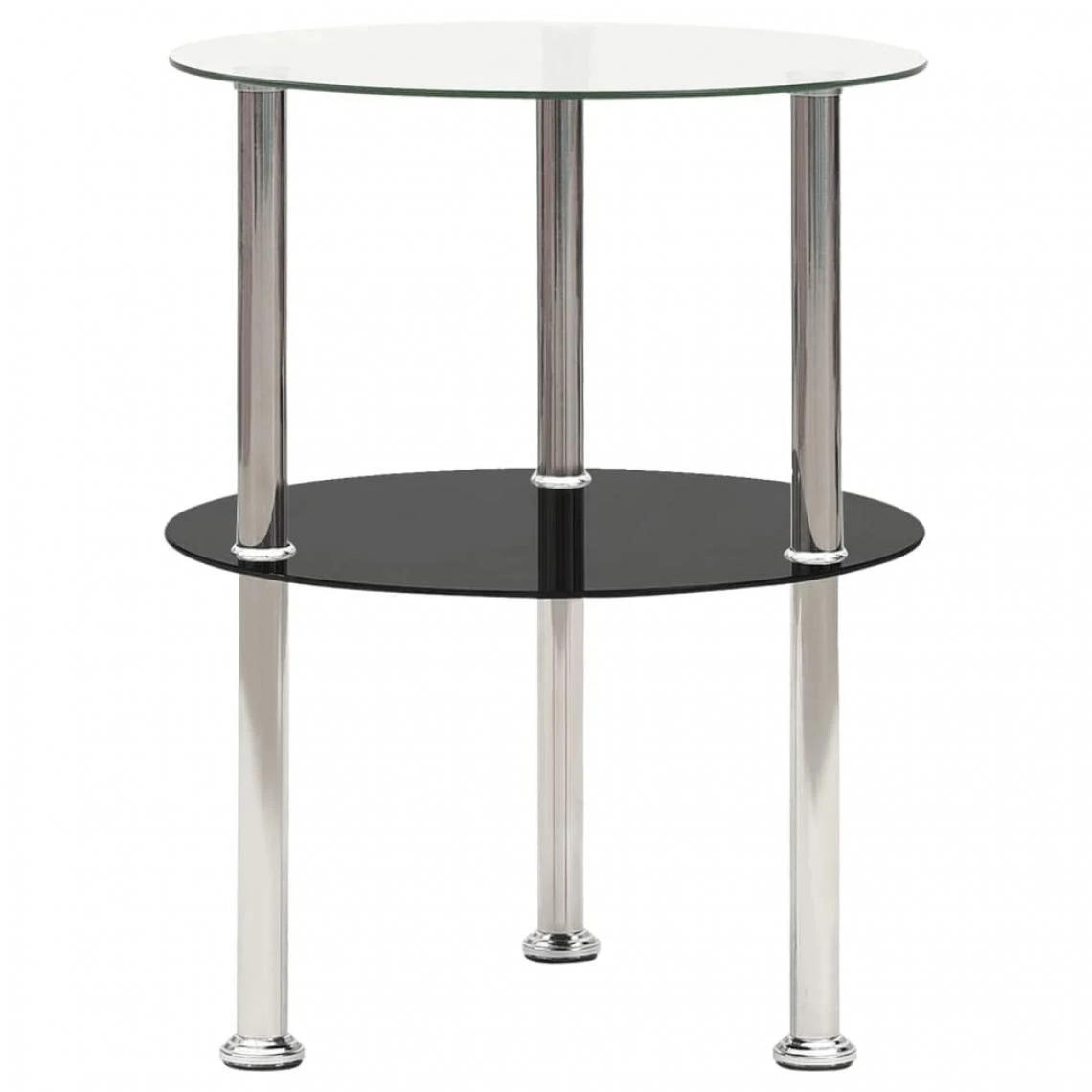 VidaXL Table D'appoint 2 Niveaux Transparent Et Noir 38cm Verre Tremp?... 3 VidaXL Table D'appoint 2 Niveaux Transparent Et Noir 38cm Verre Tremp?...