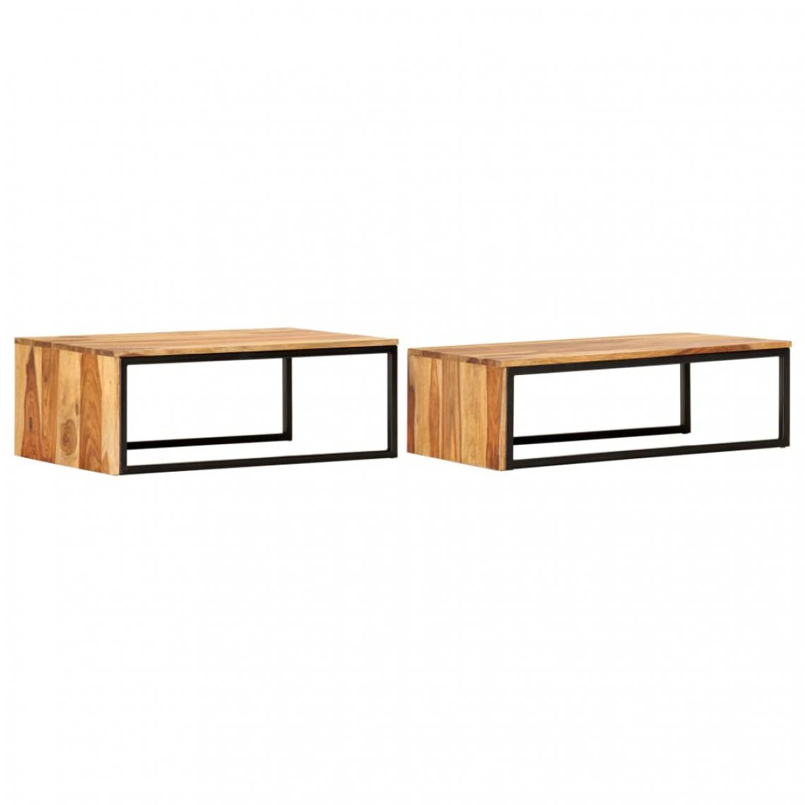 VidaXL Tables Gigognes 2 Pcs Bois Solide 5 VidaXL Tables Gigognes 2 Pcs Bois Solide – Image 3