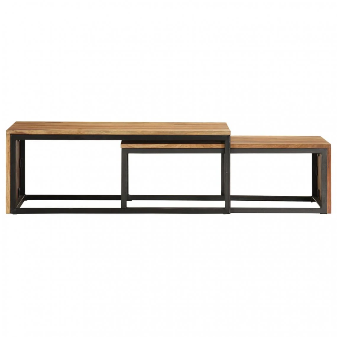 VidaXL Tables Gigognes 2 Pcs Bois Solide 6 VidaXL Tables Gigognes 2 Pcs Bois Solide – Image 4