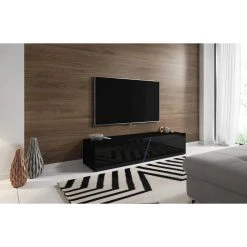 VIVALDI Meuble TV - SLANT - 160 Cm - Noir Mat / Noir Brillant Avec LED... -Vente-unique shop vivaldi meuble tv slant 160 cm noir mat noir brillant avec led style moderne 12332722 32914284 1140x1140