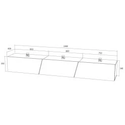 VIVALDI Meuble TV - SLANT 2 - 240 Cm - Chêne Wotan +LED - Style Moder... -Vente-unique shop yjukyf9