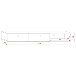 VIVALDI Console Murale - TULIA - 140 Cm - Chêne Artisan / Noir Mat - ... -Vente-unique shop ynpiwhc