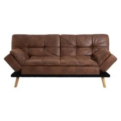 CSTORE ZORA - Banquette Convertible Clic-clac 3 Places - Simili Marron Et Pie...